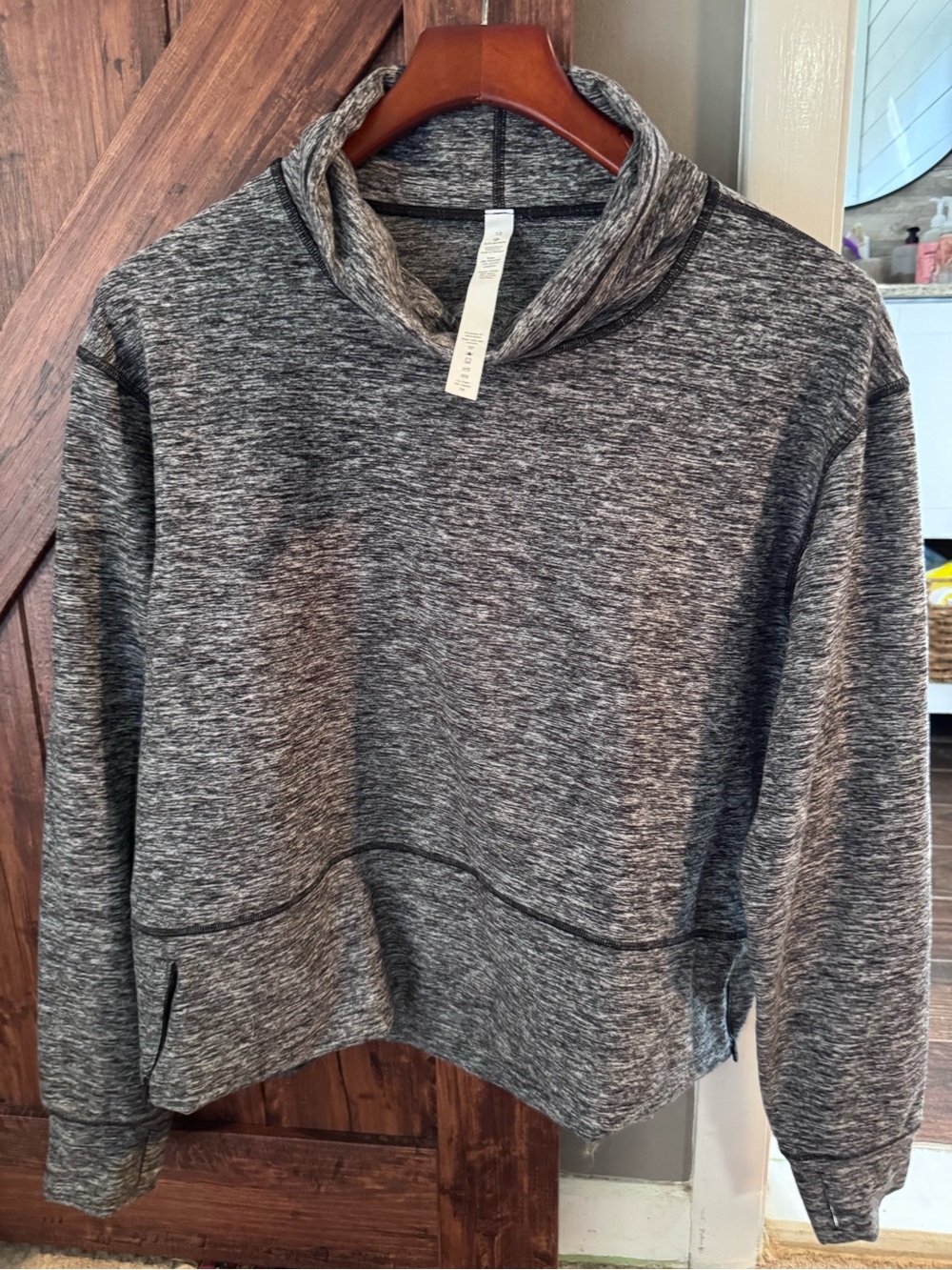 lululemon athletica Gray Heathered Cowl Neck pullover top